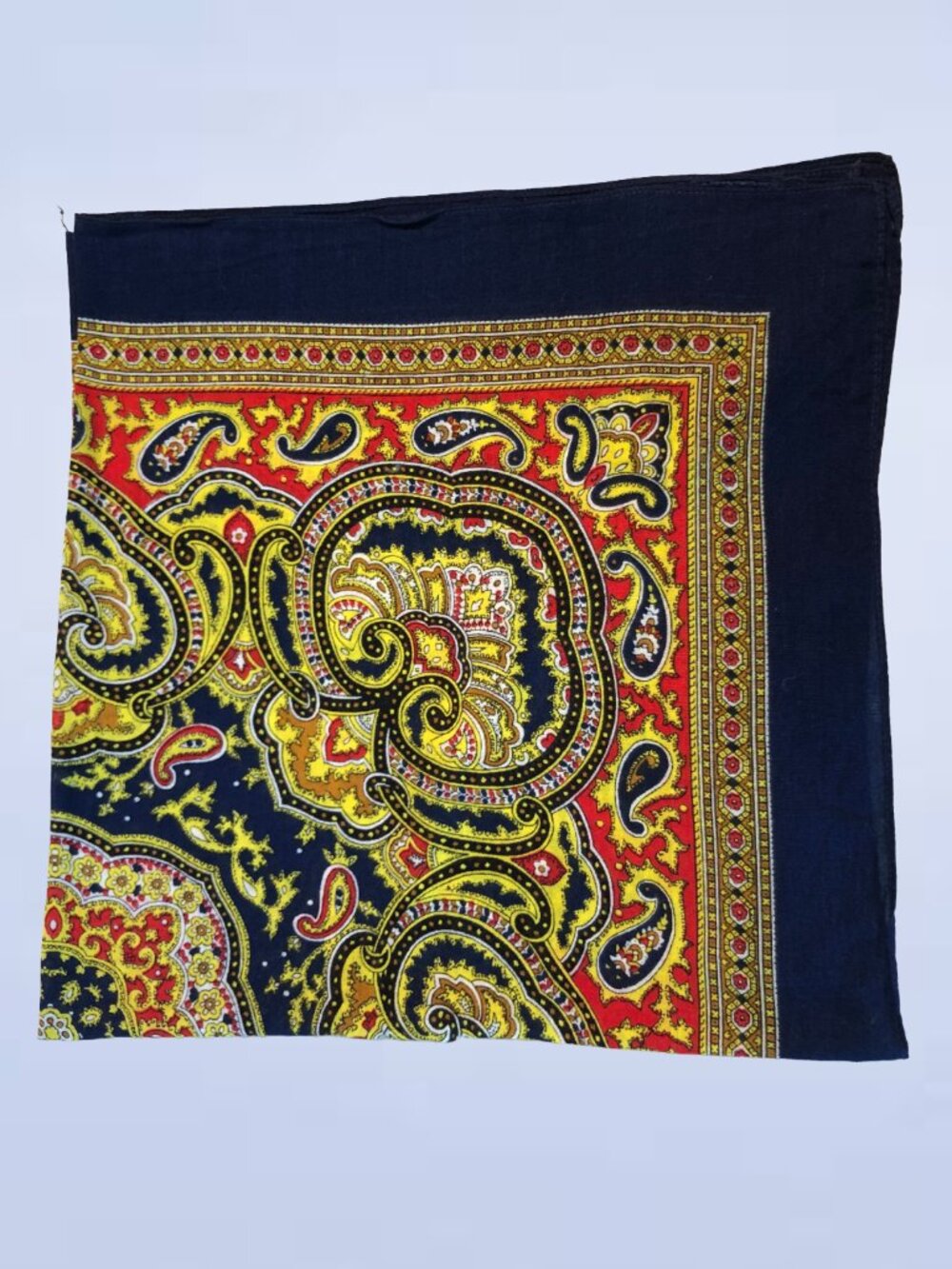 Intricate Baroque Paisley Cotton Scarf Vintage Monique Martin Made in Japan